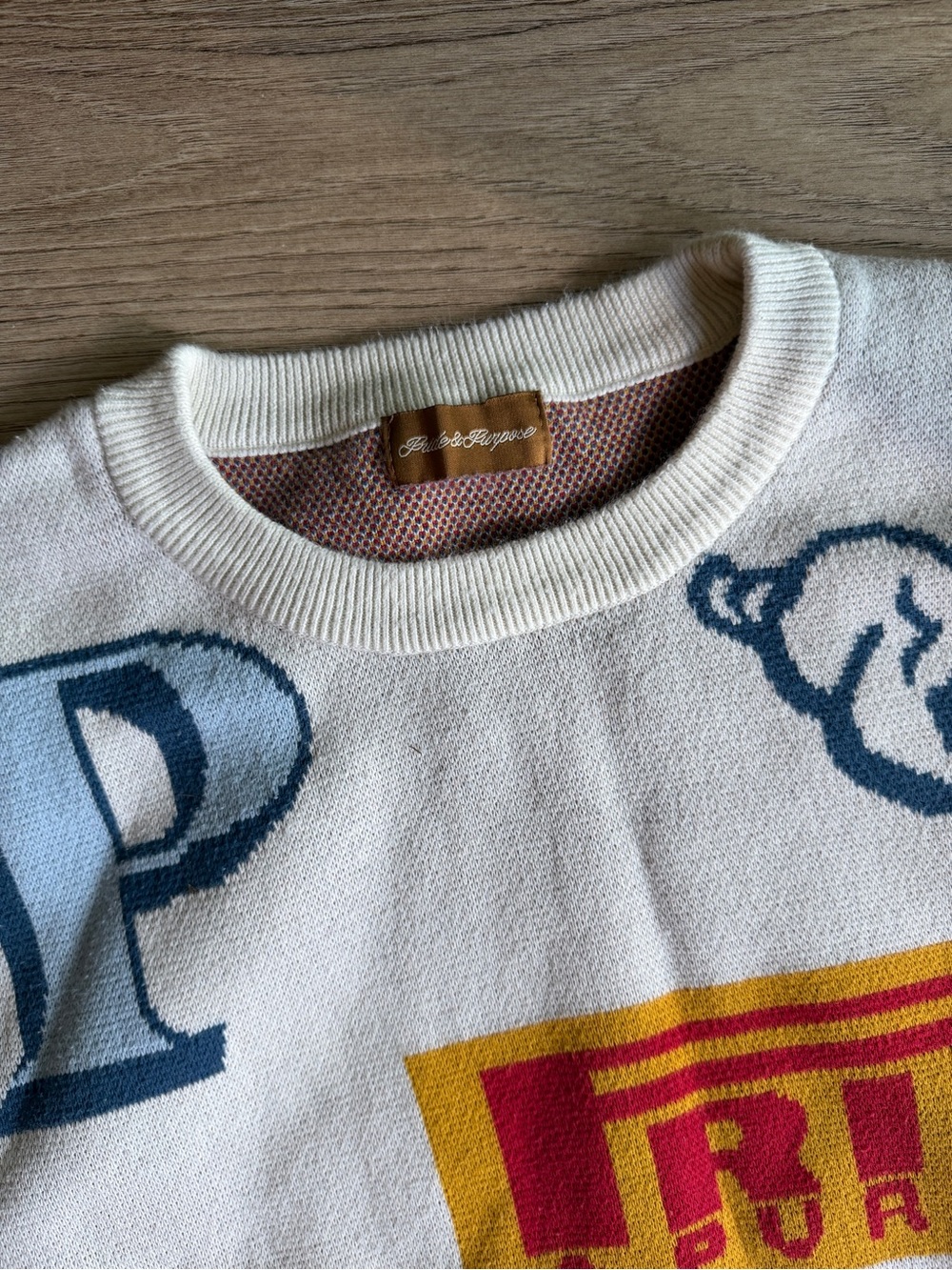 Pp studio pride and purpose Crewneck Sweater in Cream with Multicolor Logos - Picture 2 of 9